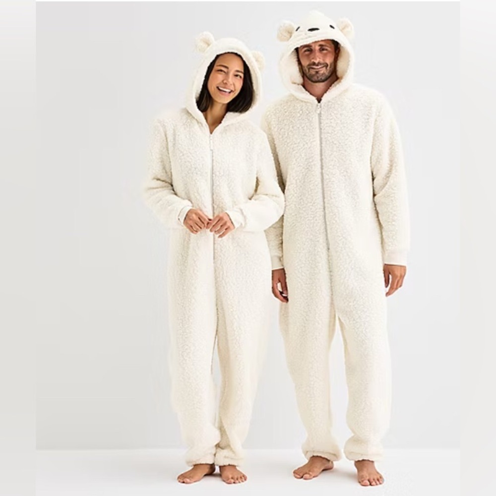 North Pole Trading Co. Size XXL Polar Bear Unisex Adult Sherpa Hooded One Piece